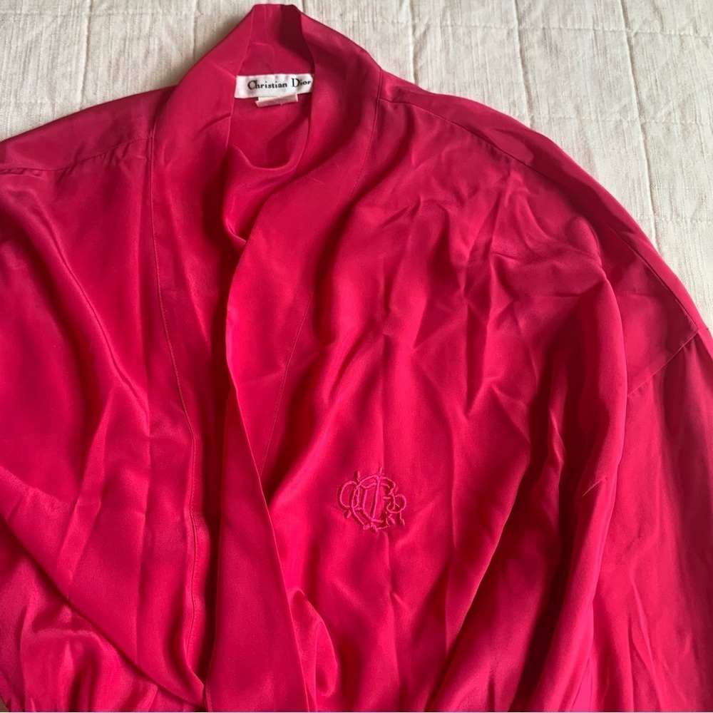 Vintage Christian Dior‎ Full Length Fuschia Robe Size Small